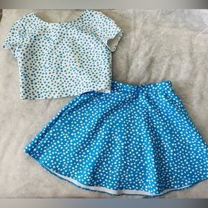 Lilly Pulitzer girls Thelma set size 14 nwt polka two piece set blue skirt